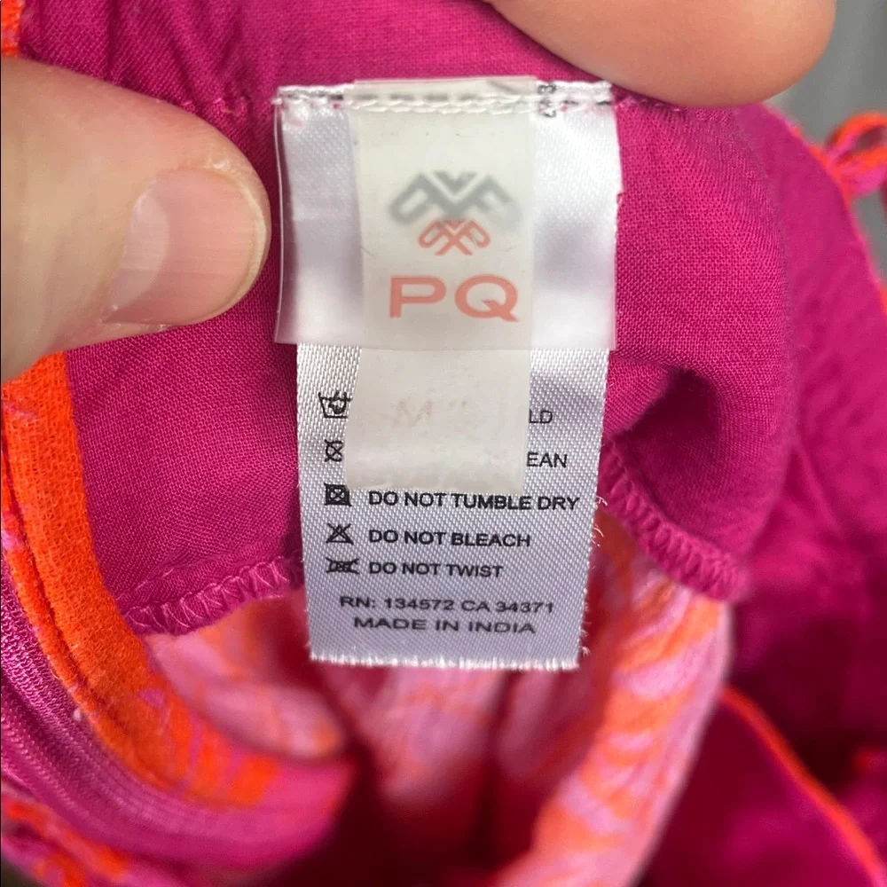 PQ Swim Daphne Palm-Print Mini‎ Dress/Cover-Up in Pink/Orange.